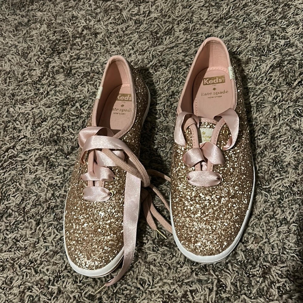 New Kate spade glitter keds in pink
